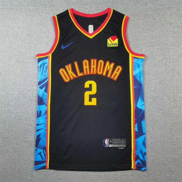 Maillot 2 Gilgeous-Alexander OKC 2024-25 City Edition Noir Brodé