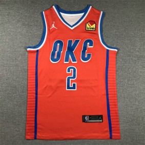Maillot 2 Gilgeous-Alexander OKC Thunder 2024-25 Statement Edition Orange Brodé