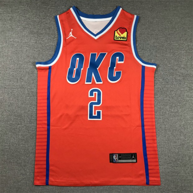 Maillot 2 Gilgeous-Alexander OKC Thunder 2024-25 Statement Edition Orange Brodé