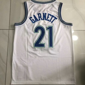 Maillot 21 Garnett Wolves Classic Blanc Brodé