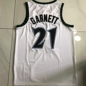 Maillot 21 Garnett Wolves Classic Blanc Noir Brodé