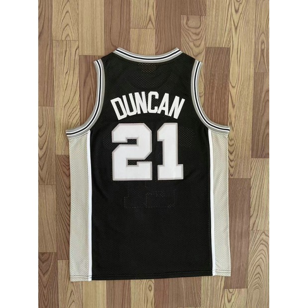 Maillot 21 Tim Duncan San Antonio Spurs 1998-99 Home Finals Noir