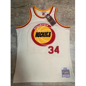 Maillot 34 Hakeem Olajuwon Rockets Crème Chainstitch