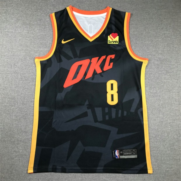 Maillot 8 Williams OKC Thunder 2024-25 City Edition Noir Brodé