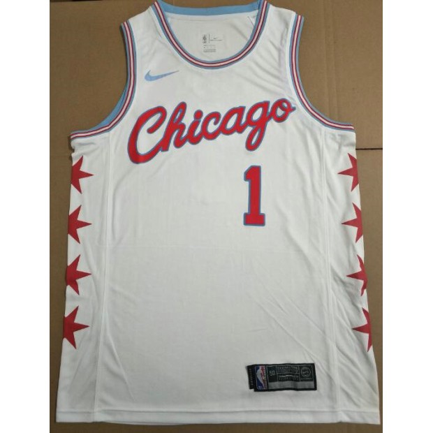 Maillot Basket 1 Rose Bulls 2018 City Blanc