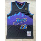 Maillot Basket 12 Stockton Jazz 1996-97 Noir Brodé