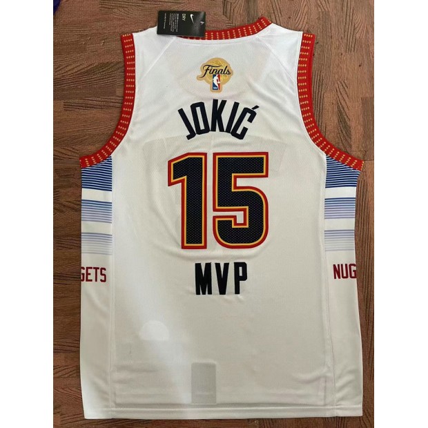 Maillot Basket 15 Jokic MVP Nuggets 2022-23 City Edition Blanc