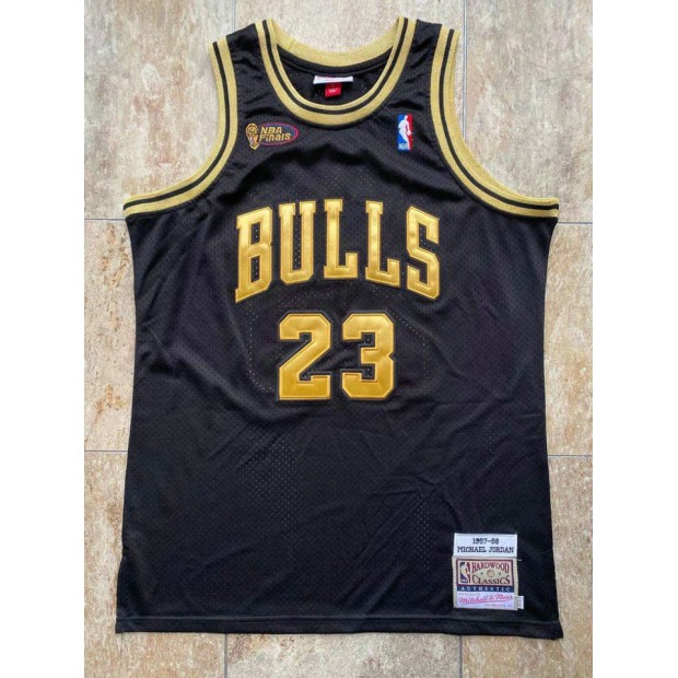 Maillot Basket 23 Jordan Bulls 1997-98 Authentique Noir Or