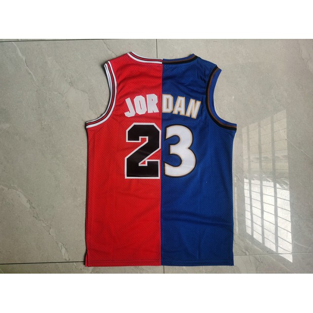 Maillot Basket 23 Jordan Bulls Wizards Split Rouge Bleu