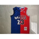 Maillot Basket 23 Jordan Bulls Wizards Split Rouge Bleu