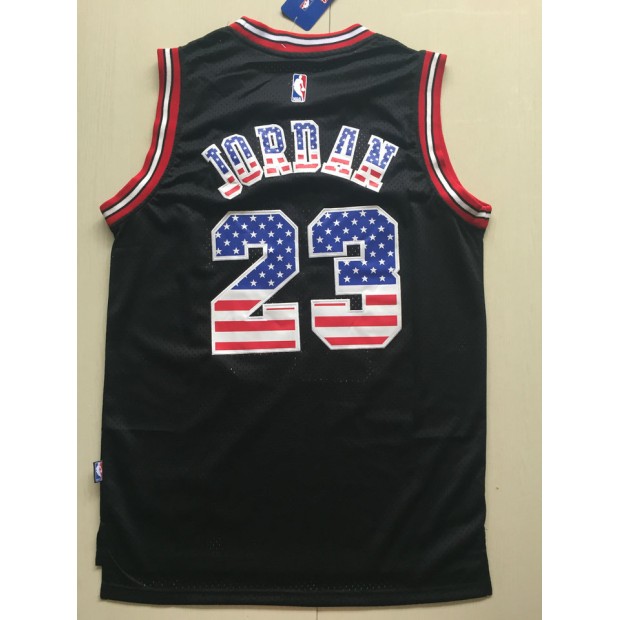 Maillot Basket 23 Michael Jordan USA Drapeau Noir