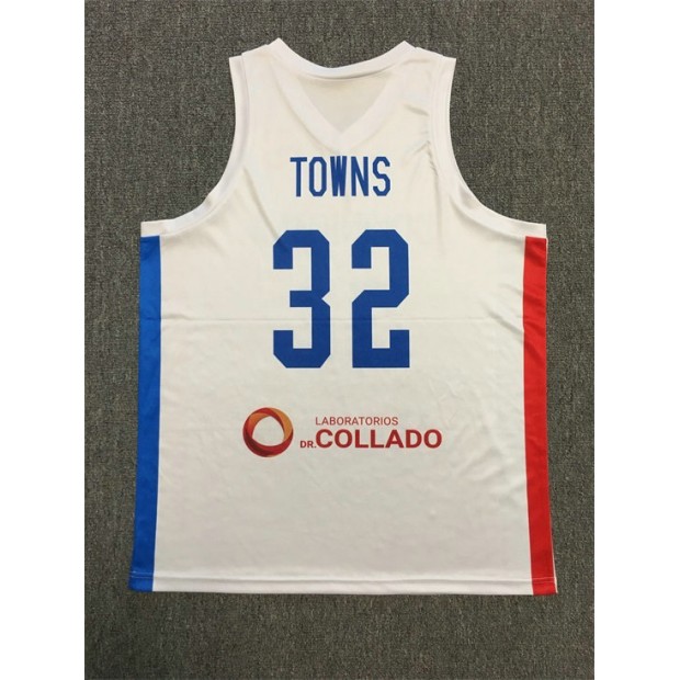 Maillot Basket 32 Towns Dominican Blanc