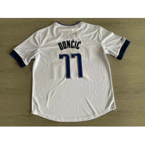 Maillot Basket 77 Doncic Mavericks Blanc Manche Courte