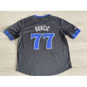 Maillot Basket 77 Doncic Mavericks Noir Manche Courte