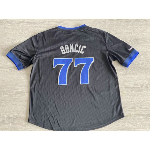 Maillot Basket 77 Doncic Mavericks Noir Manche Courte