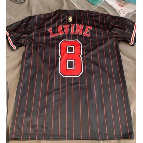 Maillot Basket 8 Lavine Bulls Manche Courte Noir avec Stripe