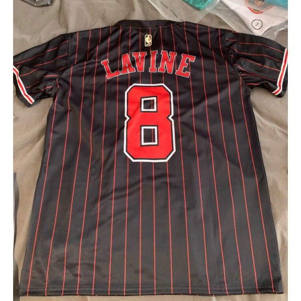 Maillot Basket 8 Lavine Bulls Manche Courte Noir avec Stripe