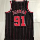 Maillot Basket 91 Rodman Chicago Bulls 1996-97 Noir avec Stripe