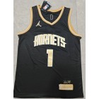 Maillot Charlotte Hornets Jordan Ball 1 Noir Or