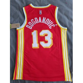 Maillot Hawks Bogdanovic 13 Rouge avec le logo Nike en diamant