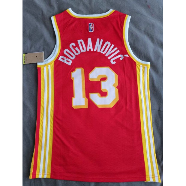 Maillot Hawks Bogdanovic 13 Rouge avec le logo Nike en diamant
