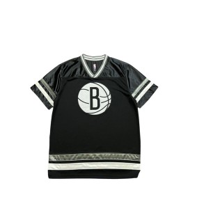 Maillot Manches Courte Brooklyn Nets Big Logo Brodé Noir