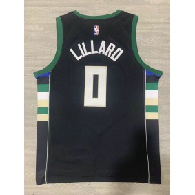 Maillot NBA Milwaukee Bucks 2021-22 Lillard 0 Noir Icon Edition