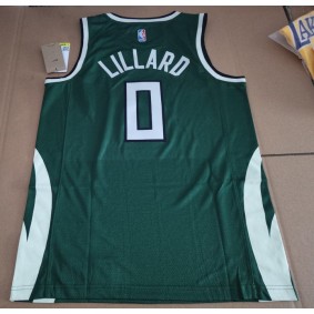 Maillot NBA Milwaukee Bucks 2021 Lillard 0 City Edition Vert