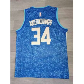 Maillot NBA Milwaukee Bucks 2024 Antetokounmpo 34 City Edition Bleu