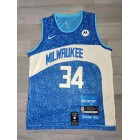 Maillot NBA Milwaukee Bucks 2024 Antetokounmpo 34 City Edition Bleu