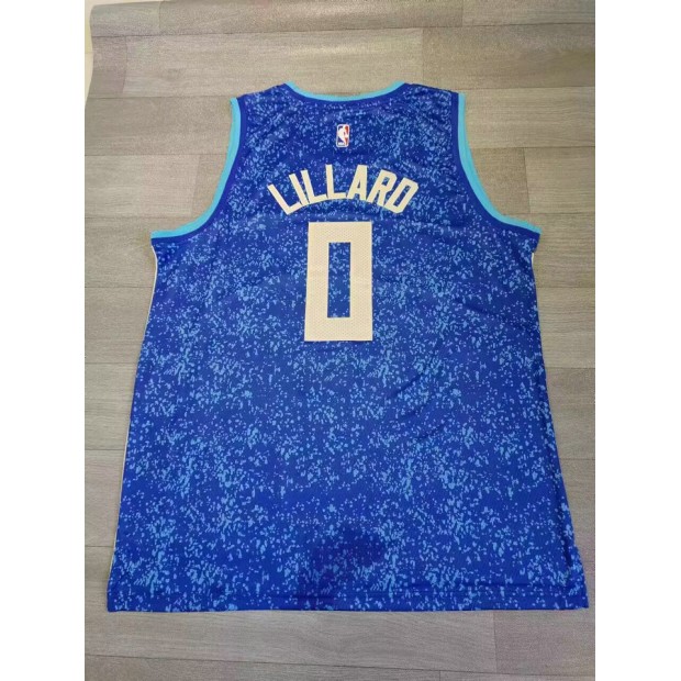 Maillot NBA Milwaukee Bucks 2024 Lillard 0 City Edition Bleu