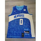 Maillot NBA Milwaukee Bucks 2024 Lillard 0 City Edition Bleu