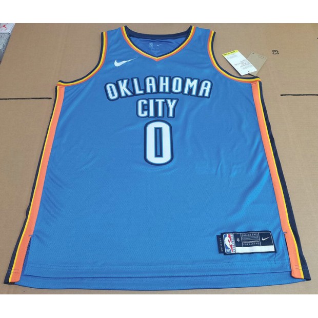 Maillot Nike NBA Russel Westbrook Oklahoma City Thunder City Edition Swingman Bleu