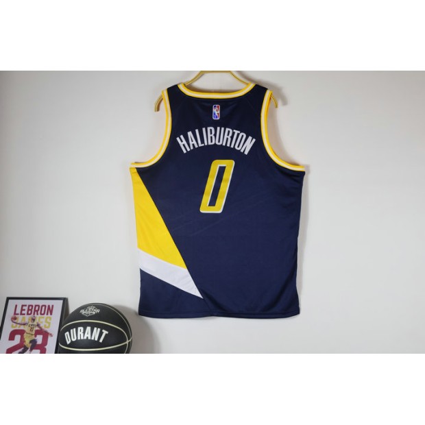 Maillot de Basket 0 Haliburton Pacers 2021-22 City Marine Jaune