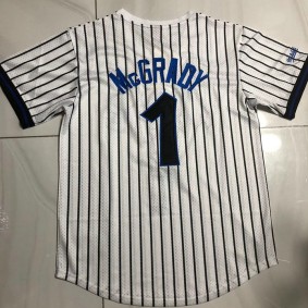 Maillot de Basket 1 Mcgrady Magic Blanc Manches Courtes