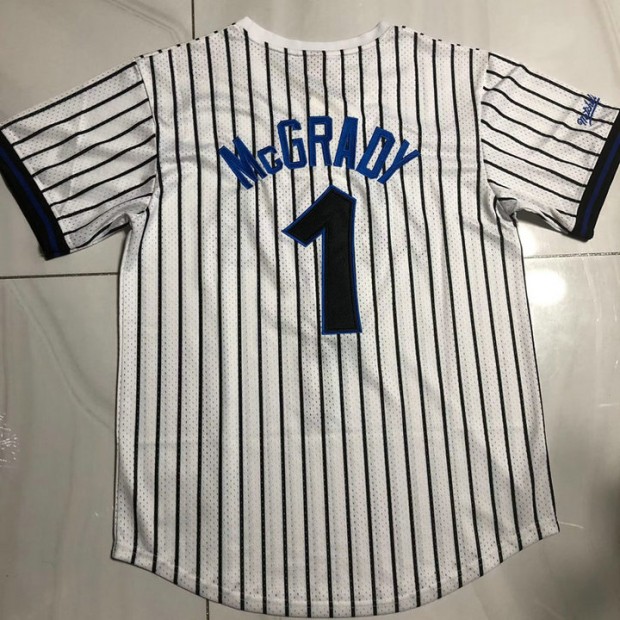 Maillot de Basket 1 Mcgrady Magic Blanc Manches Courtes