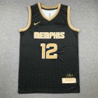 Maillot de Basket 12 Morant Memphis Grizzlies 24-25 Noir Or