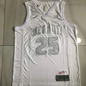 Maillot de Basket 25 Rose Pistons MVP Blanc