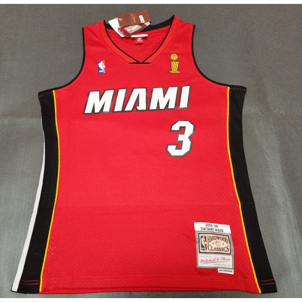 Maillot de Basket 3 Wade Heat 2005-06 Rouge avec patch final
