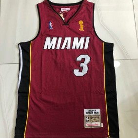 Maillot de Basket 3 Wade Miami Heat 2005-06 Rouge avec Trophée