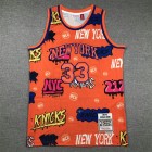 Maillot de Basket 33 Ewing Knicks Graffiti Orange