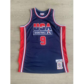 Maillot de Basket 9 Michacl Jordan USA 1992 Bleu