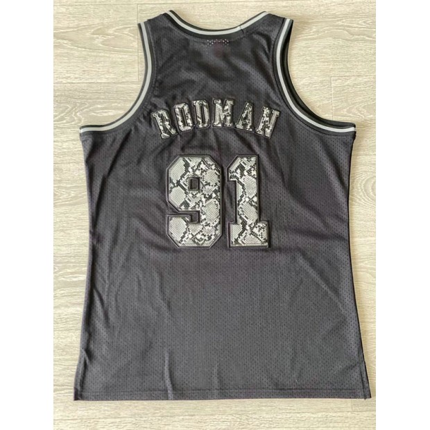 Maillot de Basket 91 Rodman Chicago Bulls 1997-98 Leather Snakeskin