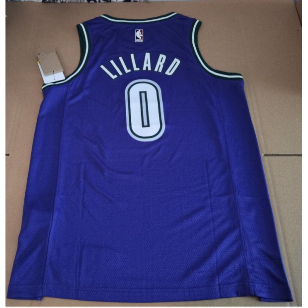 Maillot de Basket Bucks 2023 Lillard 0 Vintage Violet
