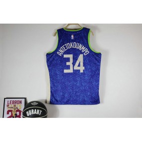 Maillot de Basket Bucks 2024 Antetokounmpo 34 City Edition Bleu