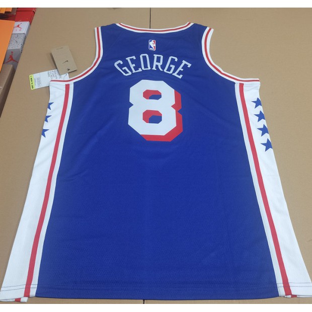 Maillot de Basket NBA 76ers 2025 George 8 City Edition Bleu