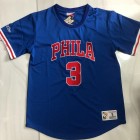 Maillot de Basket NBA 76ers Iverson 3 Bleu Manche Courte