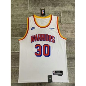 Maillot rétro 30 Curry Warriors 2024-2025 blanc Brodé