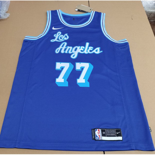 Maillot rétro 77 Doncic Lakers bleu