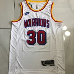Maillot rétro authentique 30 Curry Warriors 2024-25 blanc